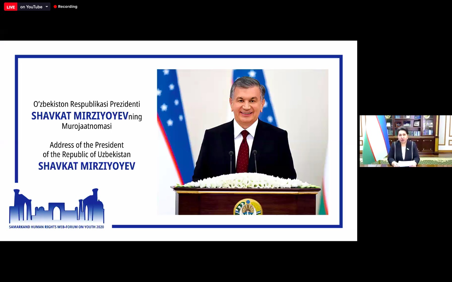 Samarkand Human Rights Web Forum Opening Ceremony "Youth 2020: Global Solidarity, Sustainable Development and Human Rights"