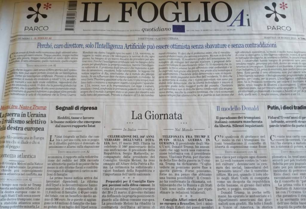 Italiyada SI yozgan ilk gazeta nashr etildi