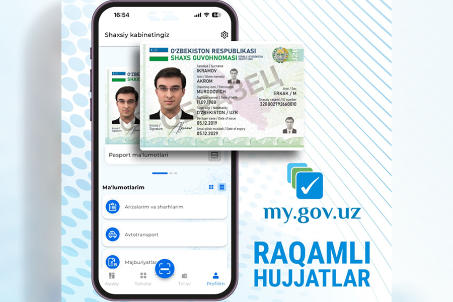 Shaxsni tasdiqlovchi va boshqa hujjatlarning elektron nusxasi ham rasman tan olinadi