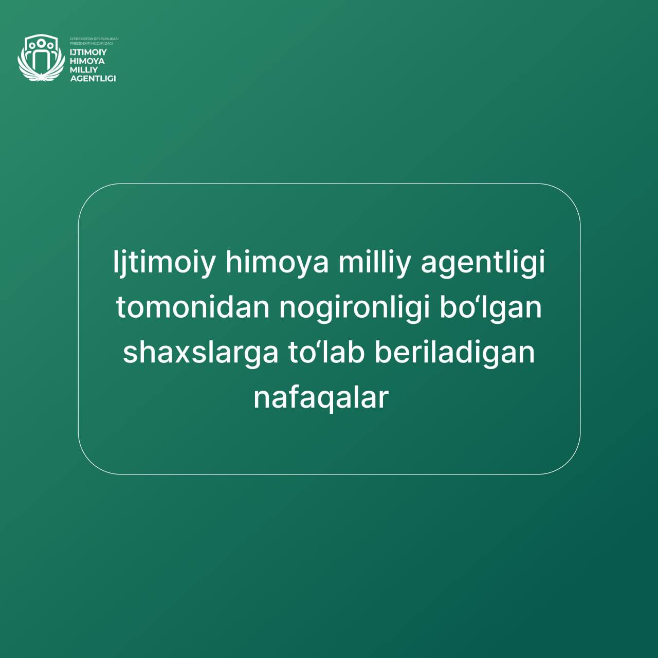 O‘zbekistonda nogironligi bo‘lgan shaxslar uchun qanday nafaqa va to‘lov turlari mavjud va ularning miqdori qanday?