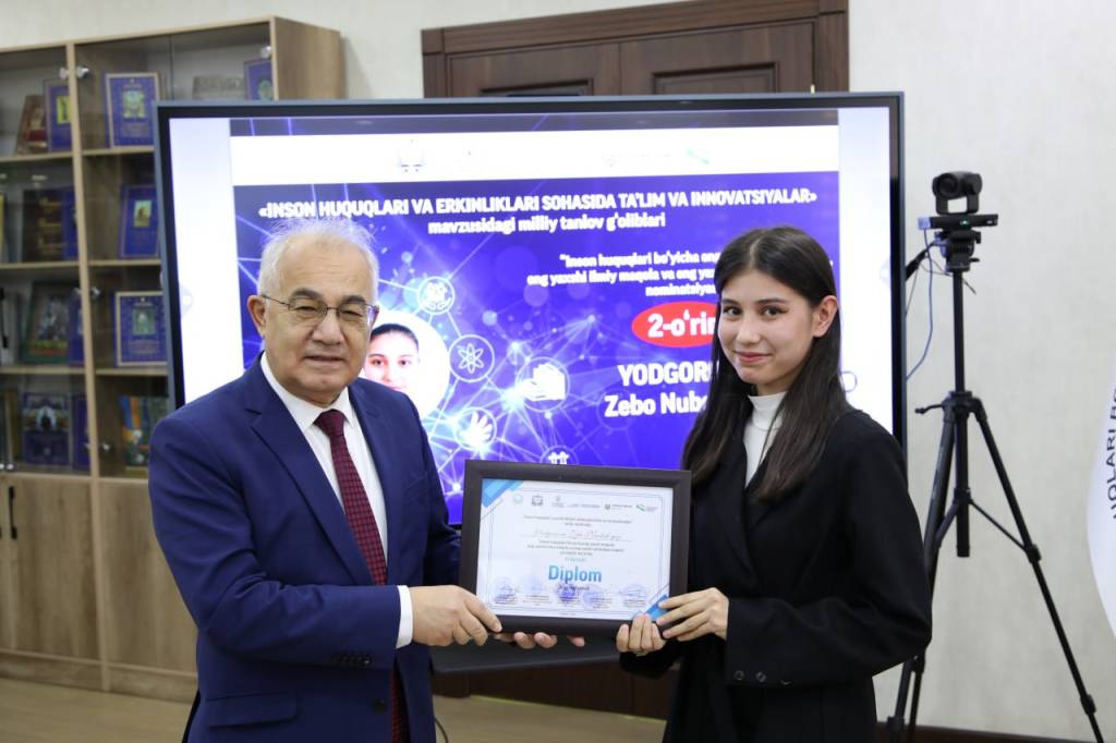 “Inson huquqlari va erkinliklari sohasida ta’lim va innovatsiyalar” milliy tanlovi g‘oliblari taqdirlandi