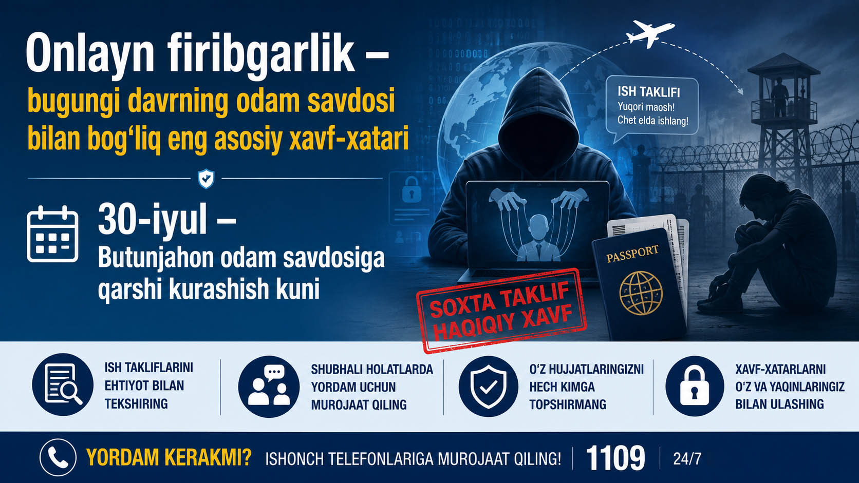 Onlayn firibgarlik – bugungi davrning odam savdosi bilan bog‘liq eng asosiy xavf-xatari
