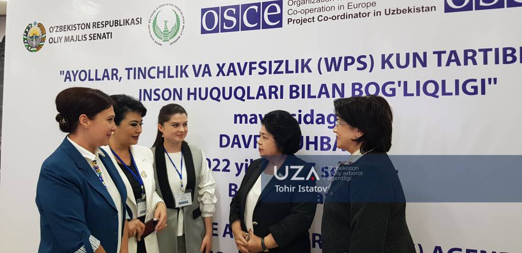 O‘zbekiston Respublikasi Oliy Majlisi Senati, Xotin-qizlar, oila va gender komissiyasi hamda Yevropada Xavfsizlik va Hamkorlik Tashkiloti hamkorligida "Ayollar, tinchlik va xavfsizlik (WPS) kun tartibi va uning inson huquqlari bilan bog‘liqligi" mavzusida