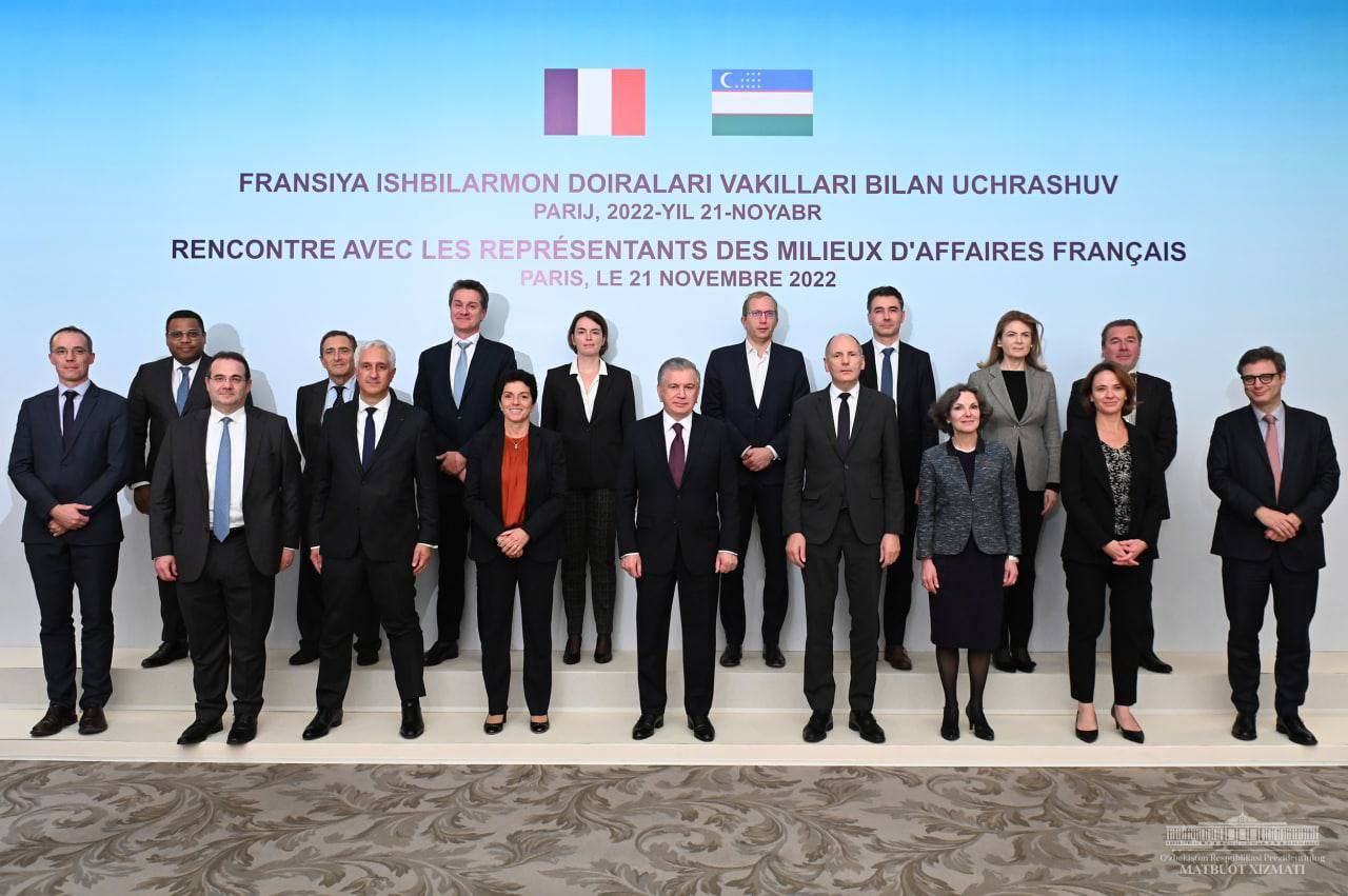 O‘zbekiston Prezidenti Fransiyaning yetakchi kompaniya va banklari rahbarlari bilan uchrashdi