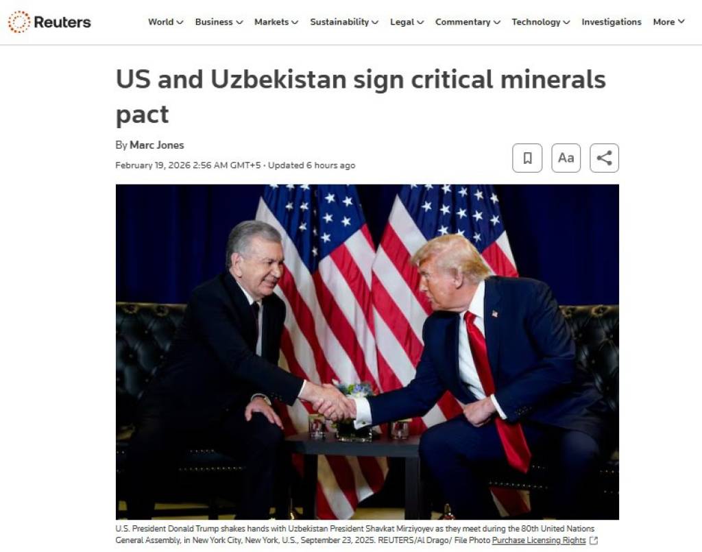 reuters aqsh va ozbekiston muhim kelishuvga erishdi